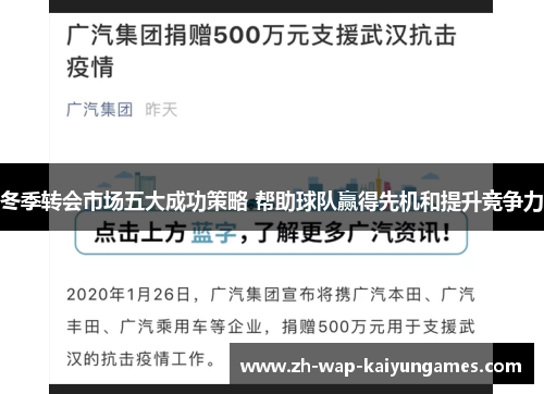 冬季转会市场五大成功策略 帮助球队赢得先机和提升竞争力