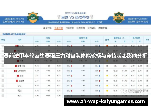 赛前法甲本轮密集赛程压力对各队体能轮换与竞技状态影响分析